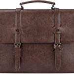 Leather Mens Messenger Bag Vintage 15.6 Inch Waterproof Leather Laptop Briefcase Large Satchel Shoulder Bag Retro Office College Computer Laptop Bag, Brown